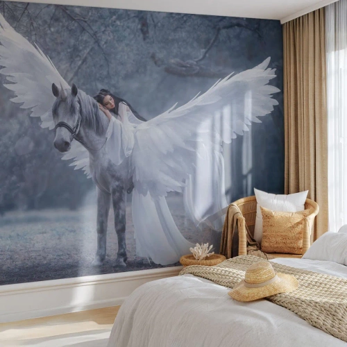 Fototapeta Premium Canvas - Nadšený okamih - Abstrakcia, Kôň, Žena - 500x350 cm