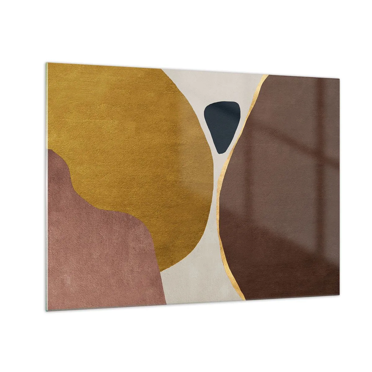Obraz na skle - Minimalistická kompozícia abstraktných tvarov - 70x50cm - Abstrakcia – miesto v priestore - Moderná nástenná dekorácia do obývacej izby a spálne ARTTOR