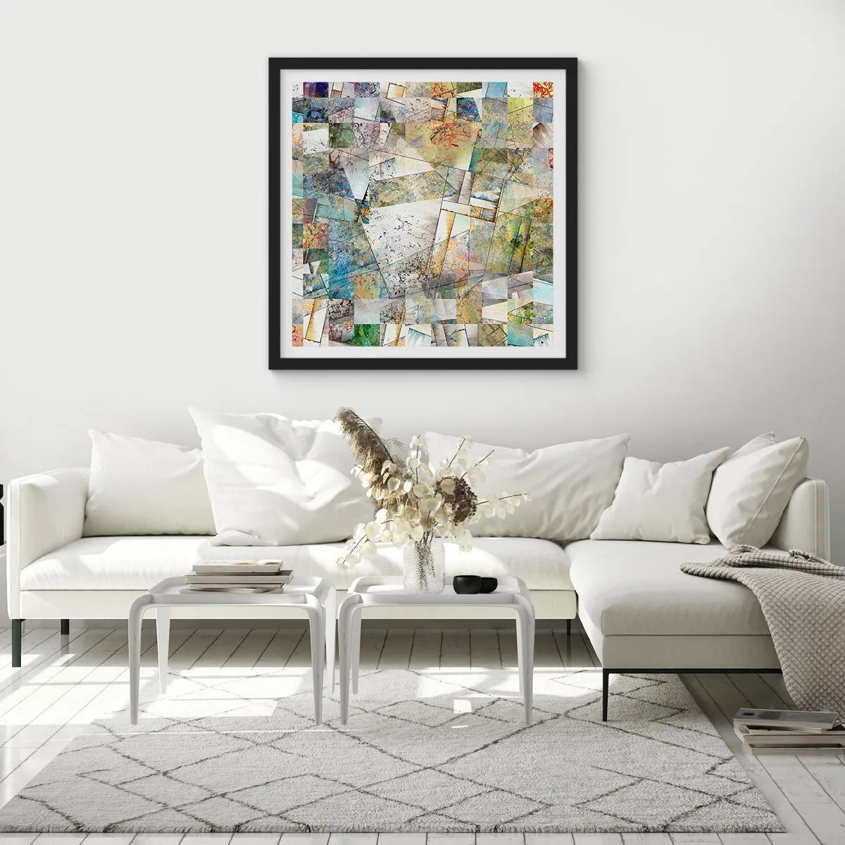 Plagát v čiernom ráme - Geometrické preskupenie - 60x60 cm