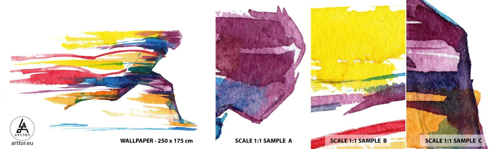 Vzorka samolepiacej fototapety Deluxe Sticker - Dúhový beh - Abstrakcia, Šport, Bežec - 100x30 cm