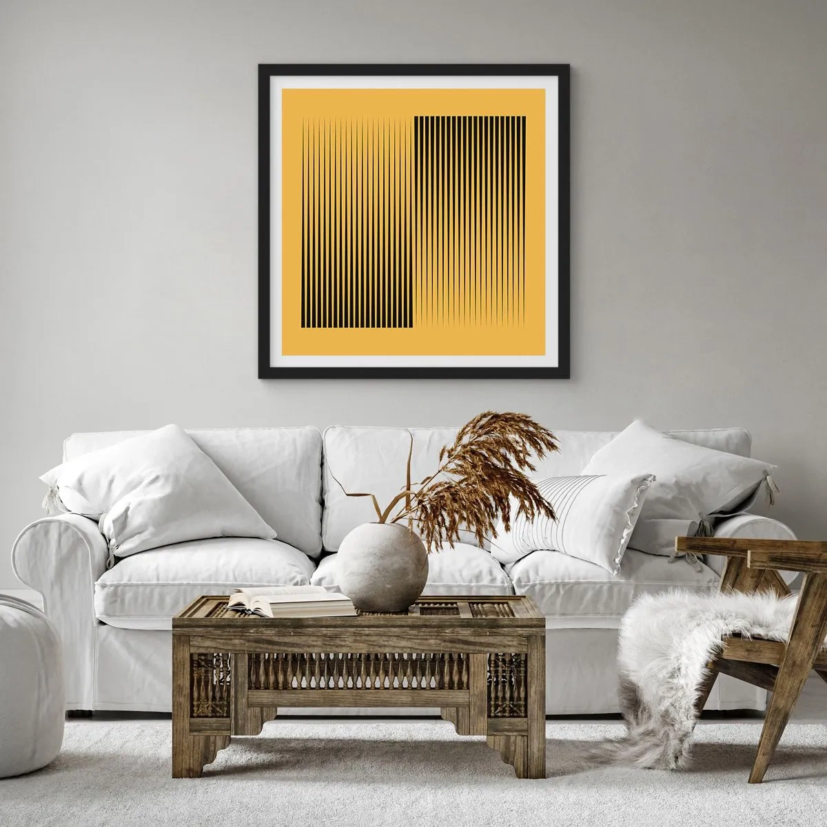 Plagát v čiernom ráme - Štvorec protikladov - 40x40 cm