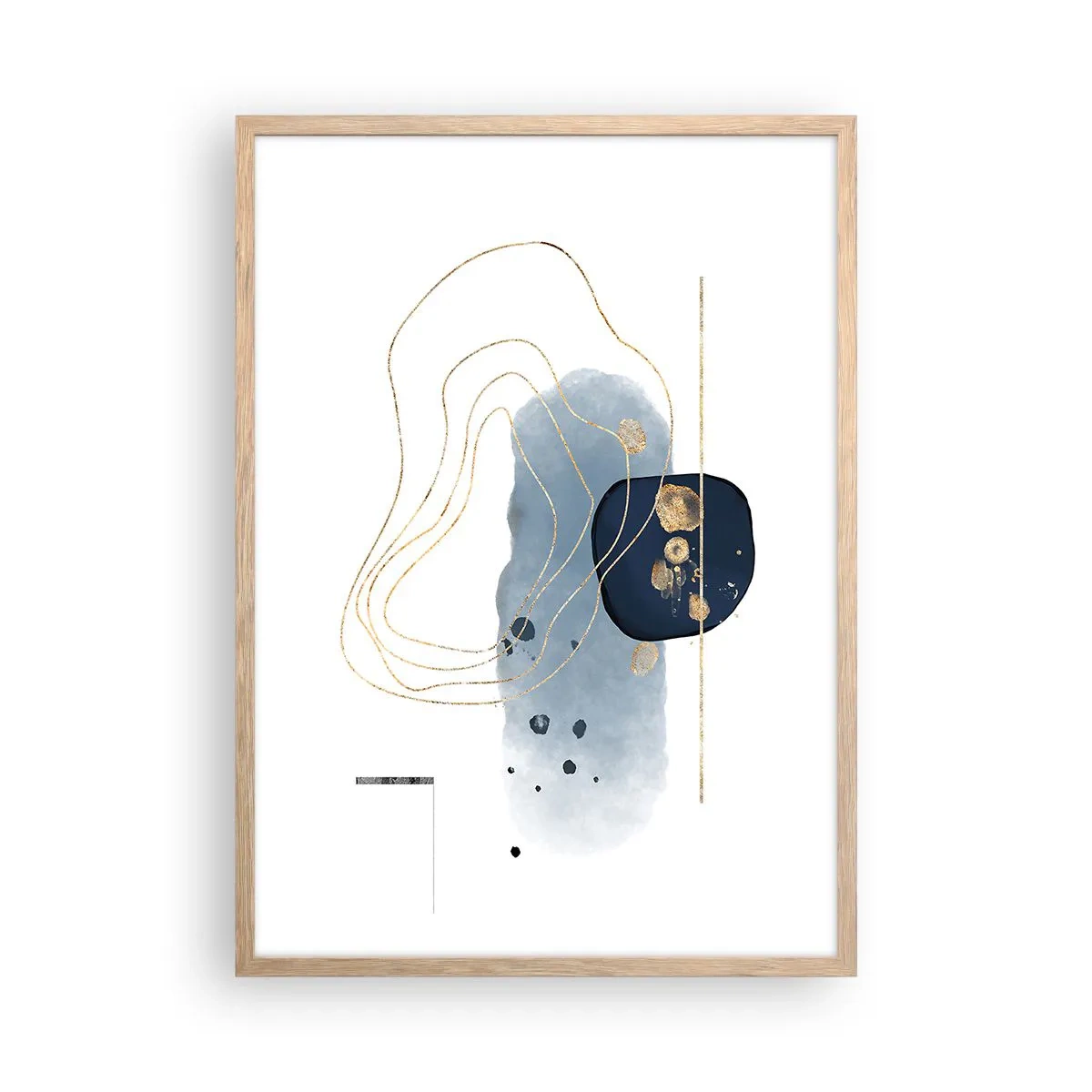 Plagát v ráme zo svetlého duba - Modro-zlatá fantázia - 50x70 cm