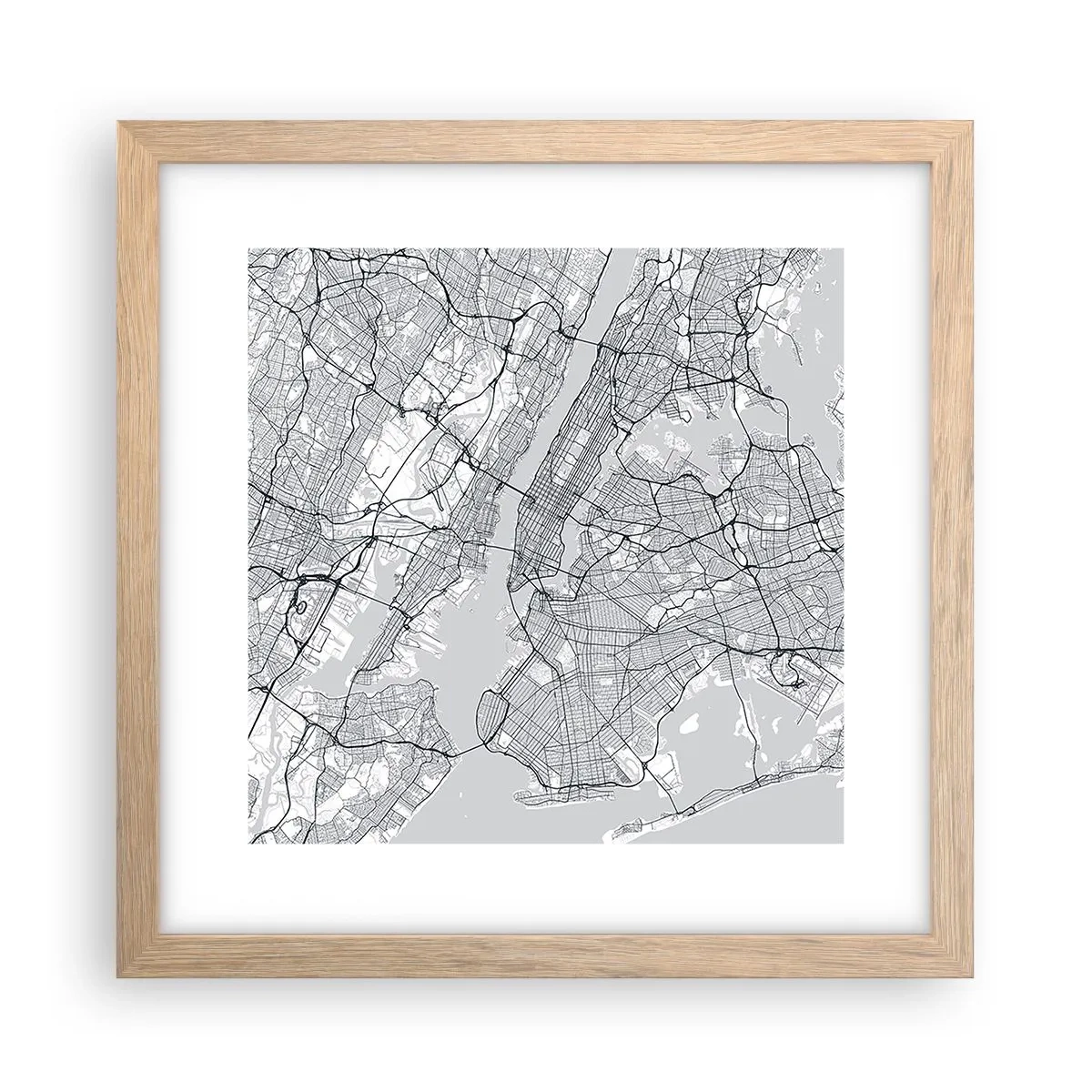 Plagát v ráme zo svetlého duba - Anatómia metropoly - 30x30 cm