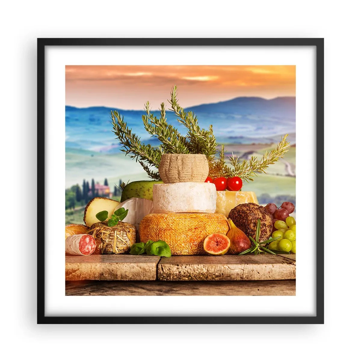 Plagát v čiernom ráme - Talianska radosť zo života - 50x50 cm