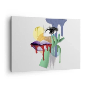 Obraz na plátne - Dekonštruovaný portrét s abstraktnými prvkami - 70x50cm - Zdeformovaný portrét - Moderná nástenná dekorácia do obývacej izby a spálne ARTTOR