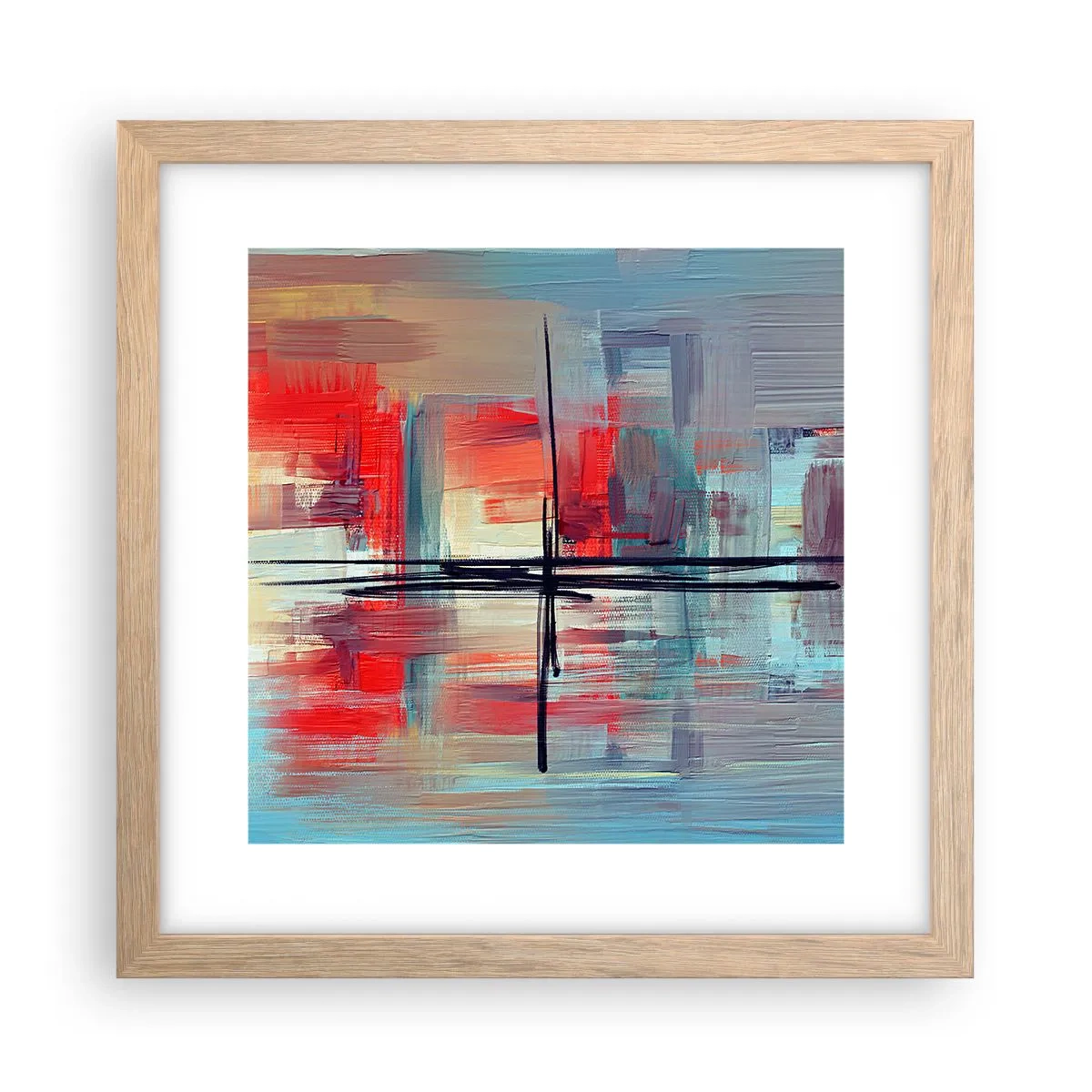 Plagát v ráme zo svetlého duba - Krajina v neznámej dimenzii - 30x30 cm