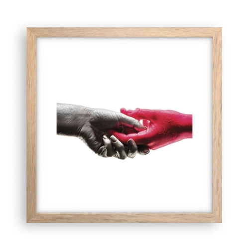 Plagát v ráme zo svetlého duba - Spolu aj keď sme odlišní - 30x30 cm