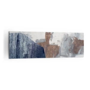 Obraz na plátne - Modro-hnedé tvary - 160x50 cm