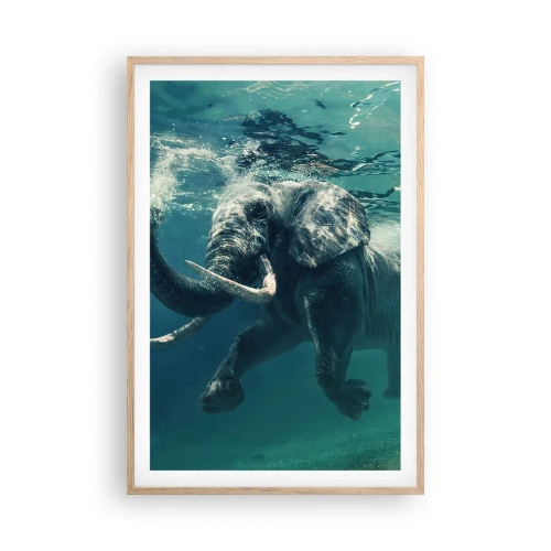 Plagát v ráme zo svetlého duba - Všetci radi plávajú - 61x91 cm