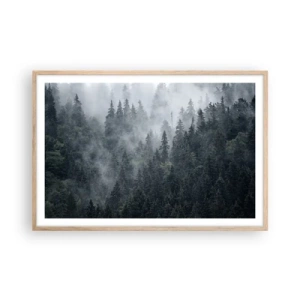Plagát v ráme zo svetlého duba - Lesné svitania - 91x61 cm