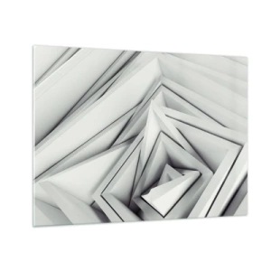 Obraz na skle - Trojrozmerné geometrické tvary v odtieňoch sivej - 70x50cm - Symfónia ostrých uhlov - Moderná nástenná dekorácia do obývacej izby a spálne ARTTOR