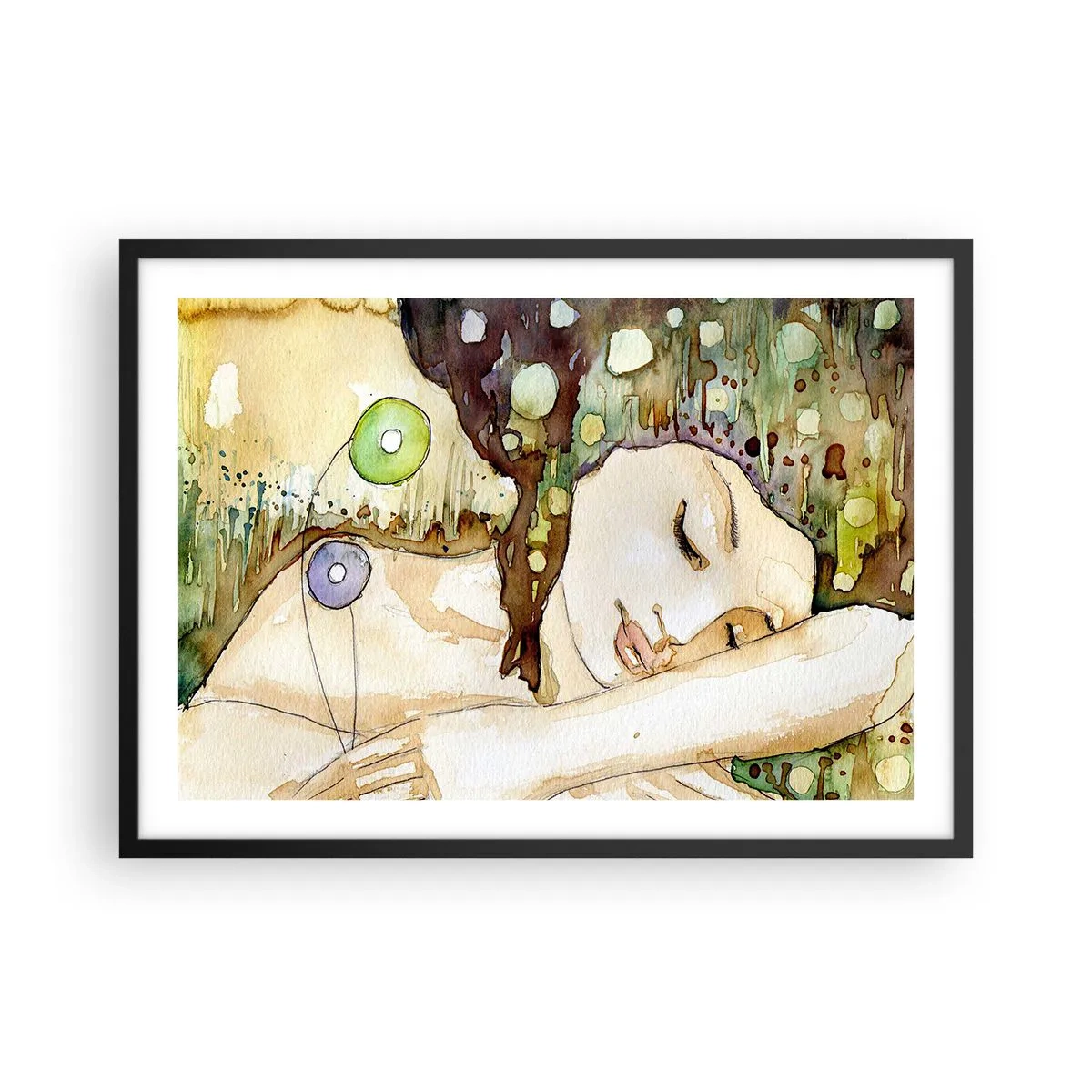 Plagát v čiernom ráme - Smaragdovo-fialový sen - 70x50 cm