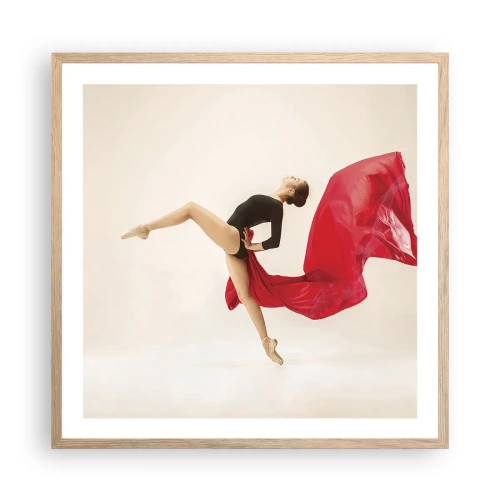 Plagát v ráme zo svetlého duba - Červené a čierne - 60x60 cm