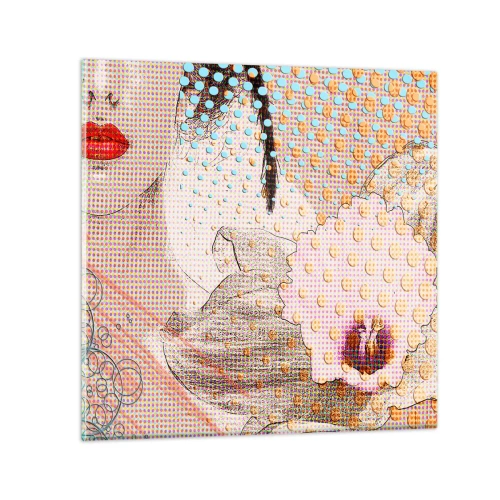 Obraz na skle - Komiksový heroín - 30x30 cm