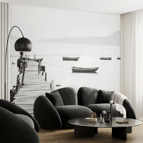 Fototapeta Standard Eco - Pri tichej a čistej vode - Krajina, Jazero, Łódź - 350x256 cm