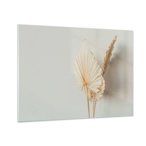 Obraz na skle - Sušené palmové listy v béžových tónoch na svetlom pozadí - 70x50cm - Keď potrebuješ útechu - Moderná nástenná dekorácia do obývacej izby a spálne ARTTOR