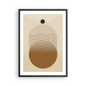 Plagát v čiernom ráme - Minimalistický vzor s vlnami a geometrickými tvarmi - 50x70cm - O pôvode geometrických obrazcov - Moderná nástenná dekorácia do obývacej izby a spálne ARTTOR