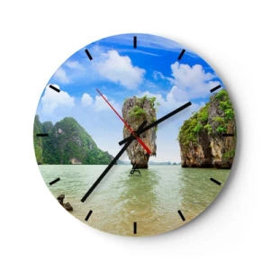 Nástenné hodiny - James Bond Rock proti modrej oblohe - 30x30cm - Skalné divy prírody - Moderná nástenná dekorácia do obývacej izby, kuchyne a spálne ARTTOR