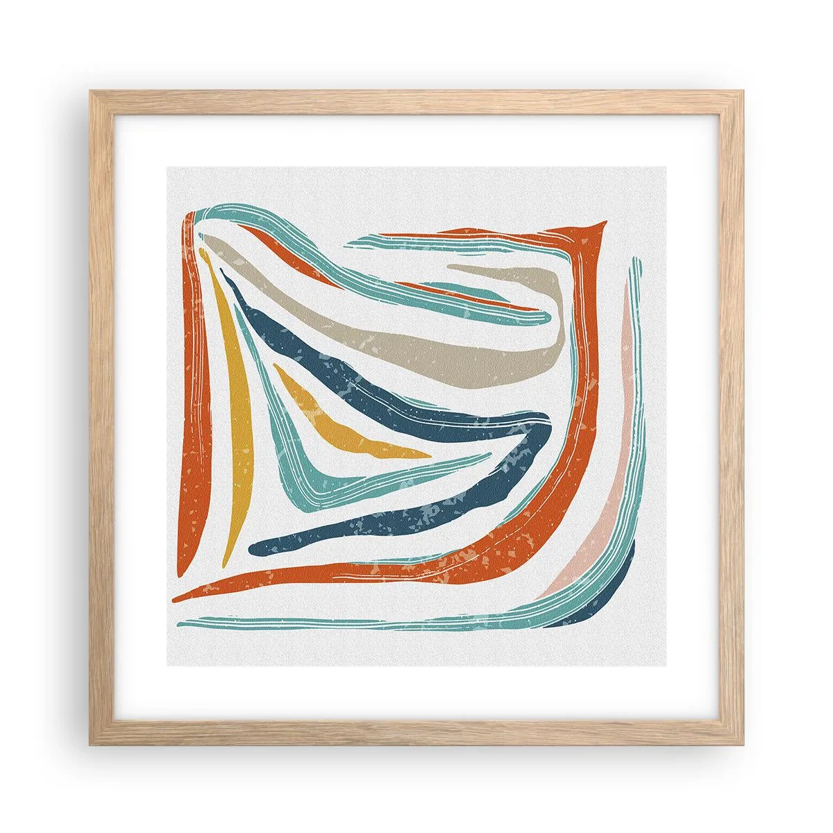 Plagát v ráme zo svetlého duba - Priateľsky usmievavá abstrakcia - 40x40 cm