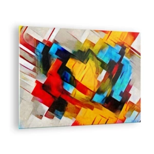 Obraz na skle - Abstraktná kompozícia geometrických tvarov - 70x50cm - Viacfarebný mix - Moderná nástenná dekorácia do obývacej izby a spálne ARTTOR