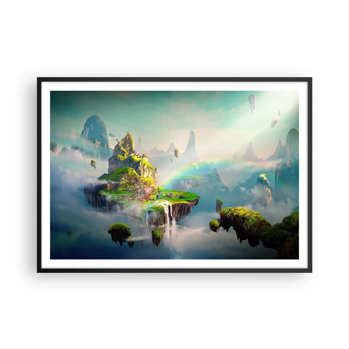 Plagát v čiernom ráme - Uprostred neba - šťastné ostrovy - 100x70 cm