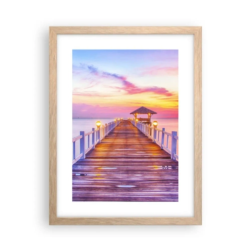 Plagát v ráme zo svetlého duba - Ľaliovo-zlaté ticho večera - 30x40 cm