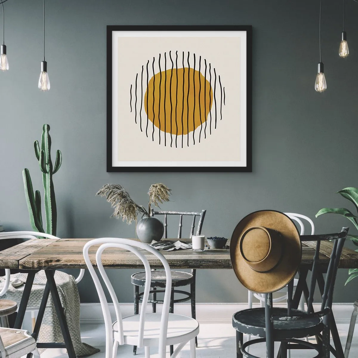 Plagát v čiernom ráme - Abstrakcia kmitajúca žiarom - 50x50 cm