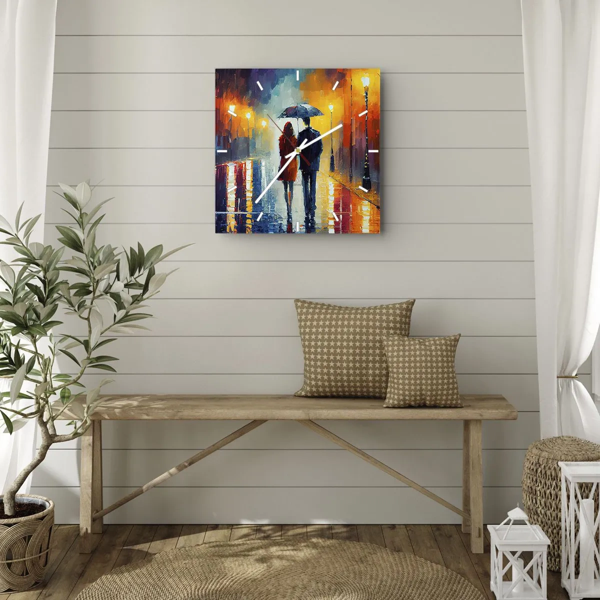 Nástenné hodiny - Spolu – farebná noc - 30x30 cm