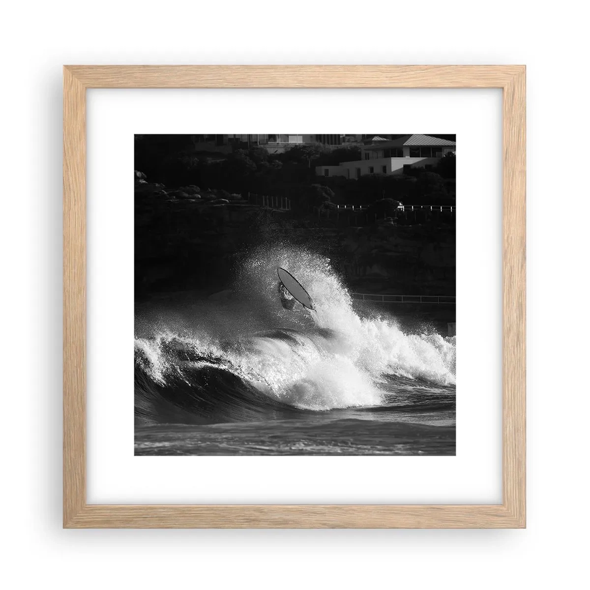 Plagát v ráme zo svetlého duba - Výzva prijatá! - 30x30 cm