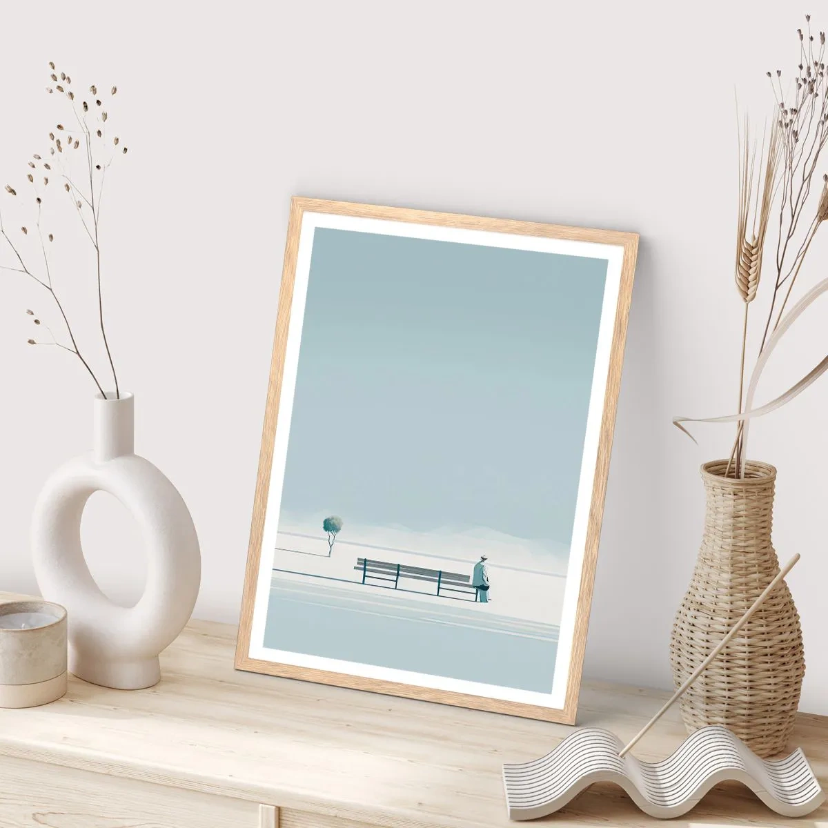 Plagát v ráme zo svetlého duba - Áno, čakám. - 40x50 cm