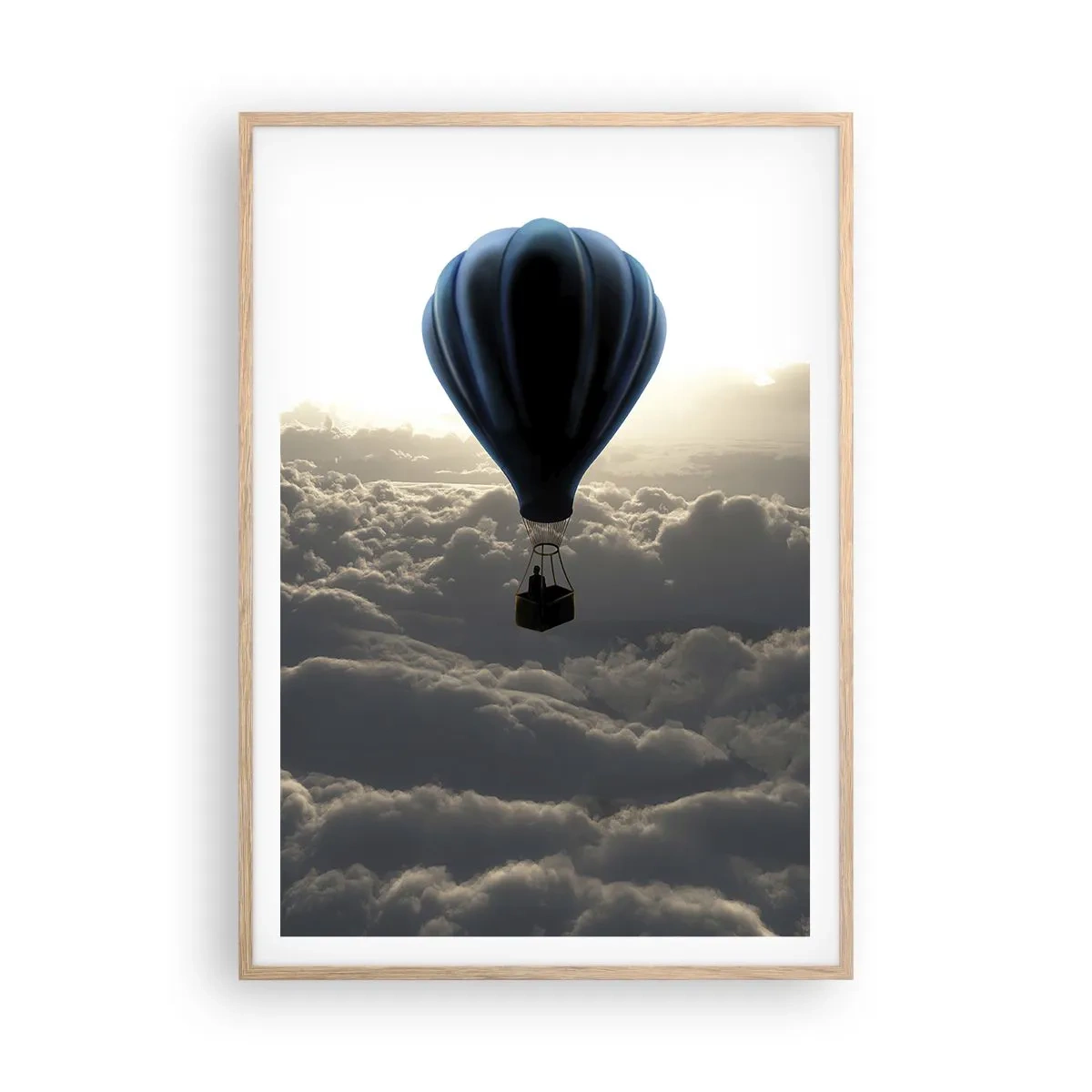 Plagát v ráme zo svetlého duba - Pútnik nad oblakmi - 70x100 cm