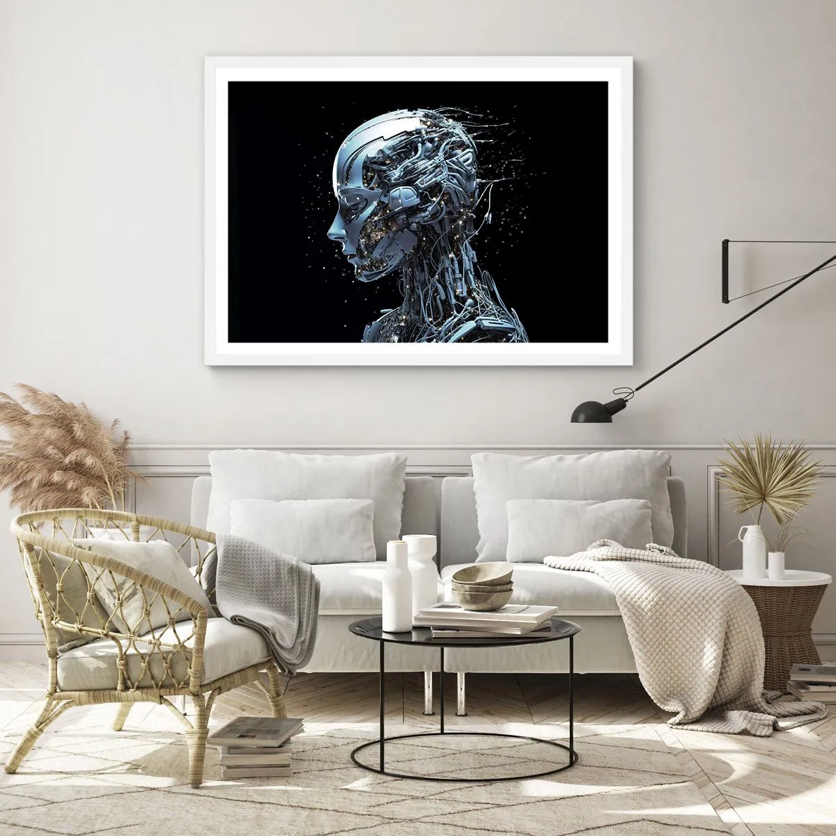 Plagát v bielom ráme - Technológia je žena - 40x30 cm