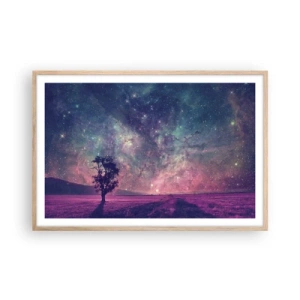 Plagát v ráme zo svetlého duba - Pod magickou oblohou - 91x61 cm