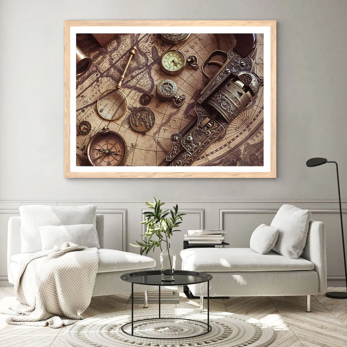 Plagát v ráme zo svetlého duba - Dobrodružstvo volá - 100x70 cm