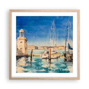 Plagát v ráme zo svetlého duba - Slnečná lagúna - 50x50 cm