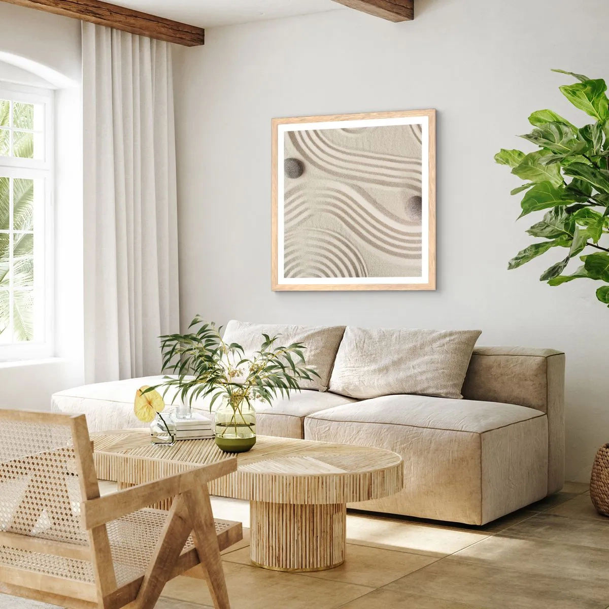 Plagát v ráme zo svetlého duba - Dotyk tepla - 60x60 cm