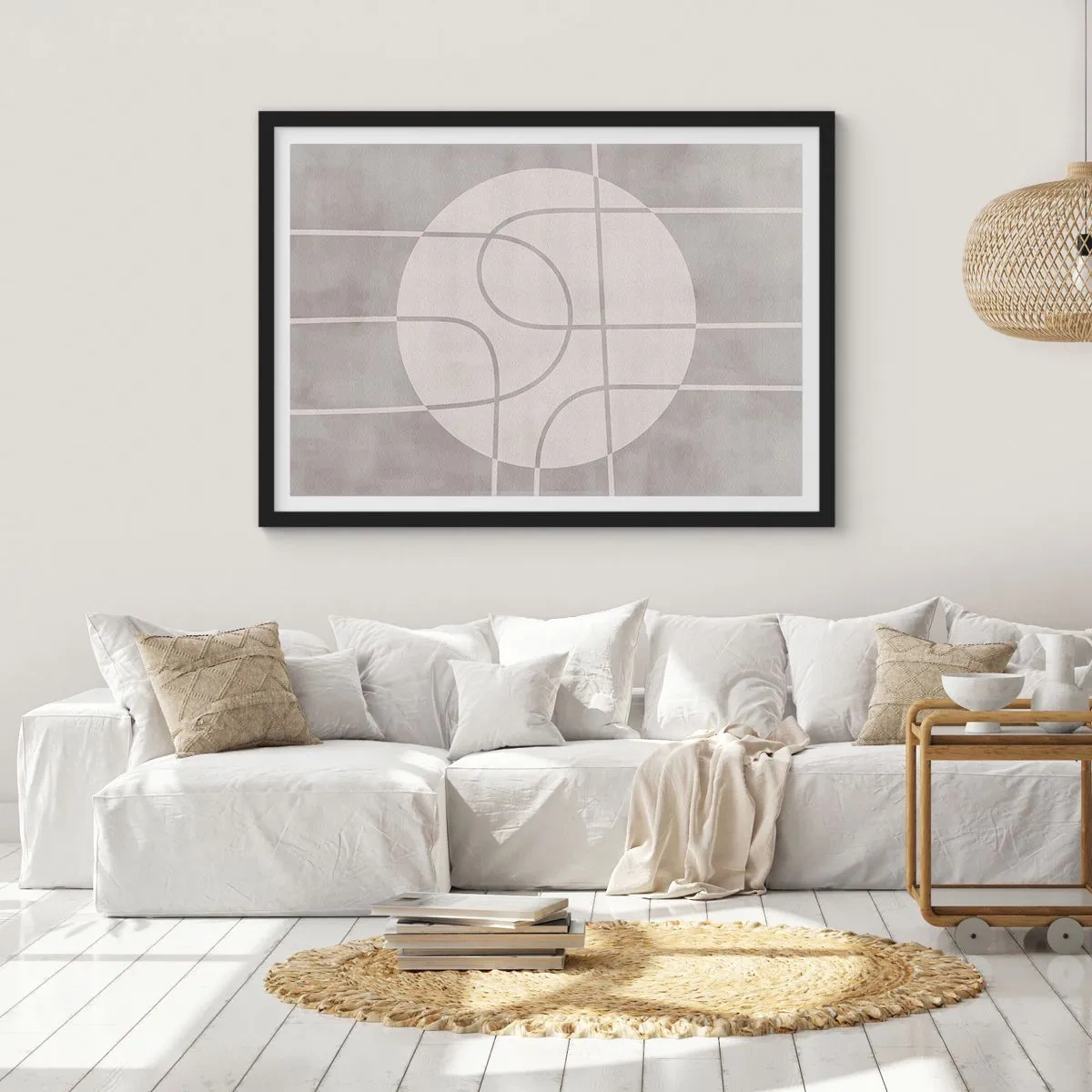 Plagát v čiernom ráme - Kruhovo a priamo - 100x70 cm