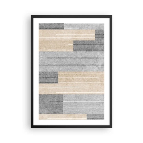 Plagát v čiernom ráme - Moderná geometrická kompozícia v odtieňoch sivej a béžovej - 50x70cm - Kompozícia: drž sa - Moderná nástenná dekorácia do obývacej izby a spálne ARTTOR