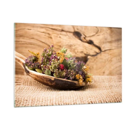 Obraz na skle - Farebné kvety a voňavé bylinky - 120x80 cm