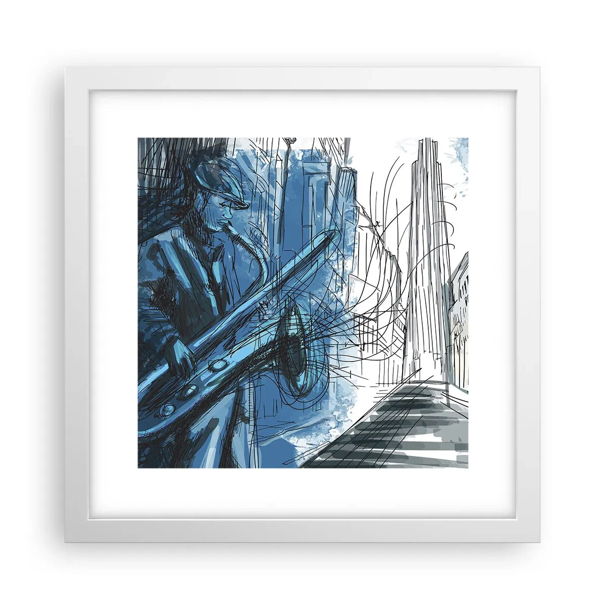 Plagát v bielom ráme - Mestská rapsódia - 30x30 cm