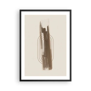 Plagát v čiernom ráme - Geometrický tvar v odtieňoch hnedej a béžovej - 50x70cm - Závan šedej - Moderná nástenná dekorácia do obývacej izby a spálne ARTTOR