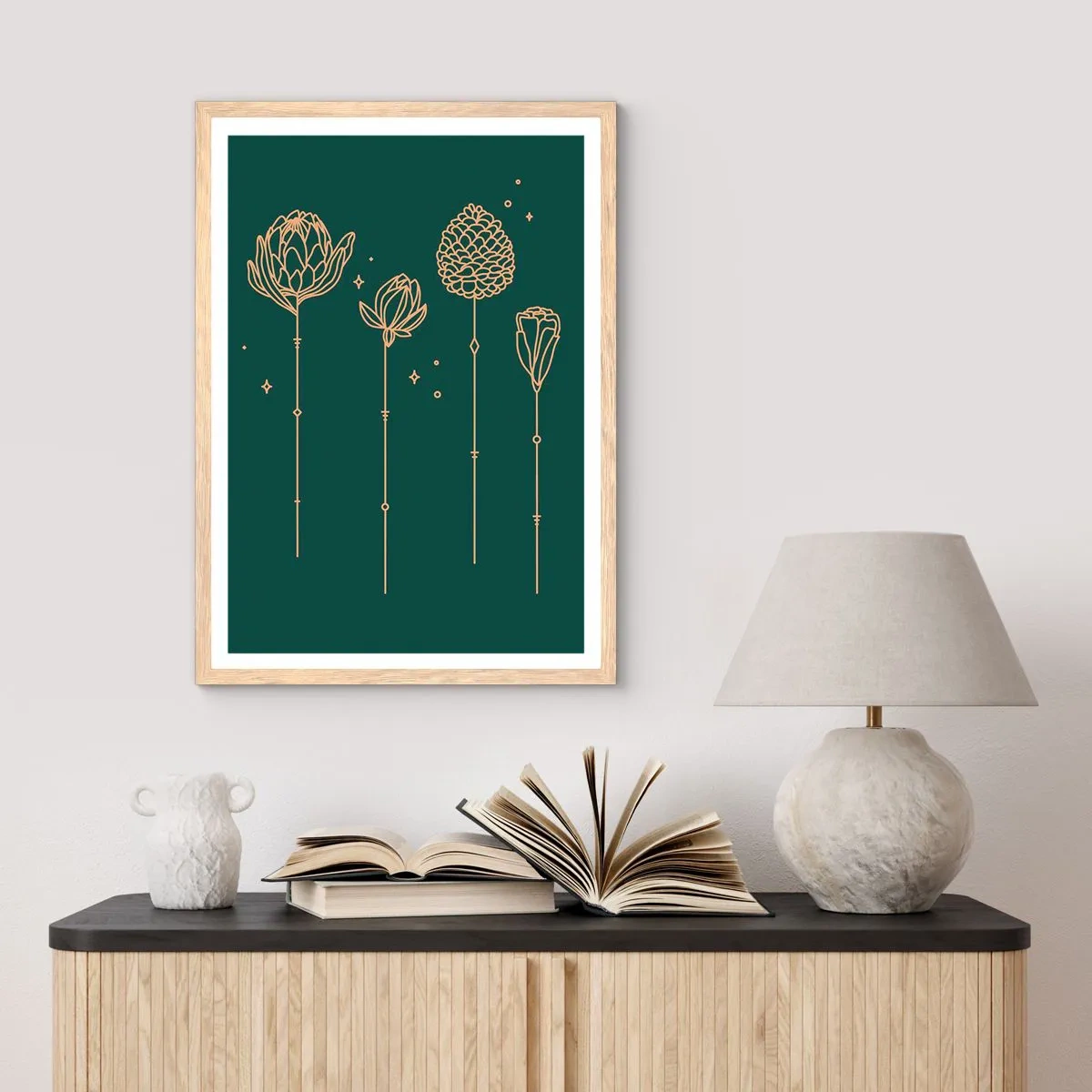 Plagát v ráme zo svetlého duba - Bylinky - 40x50 cm