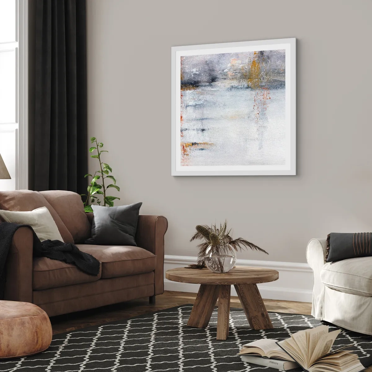 Plagát v bielom ráme - Za závojom vzduchu - 40x40 cm