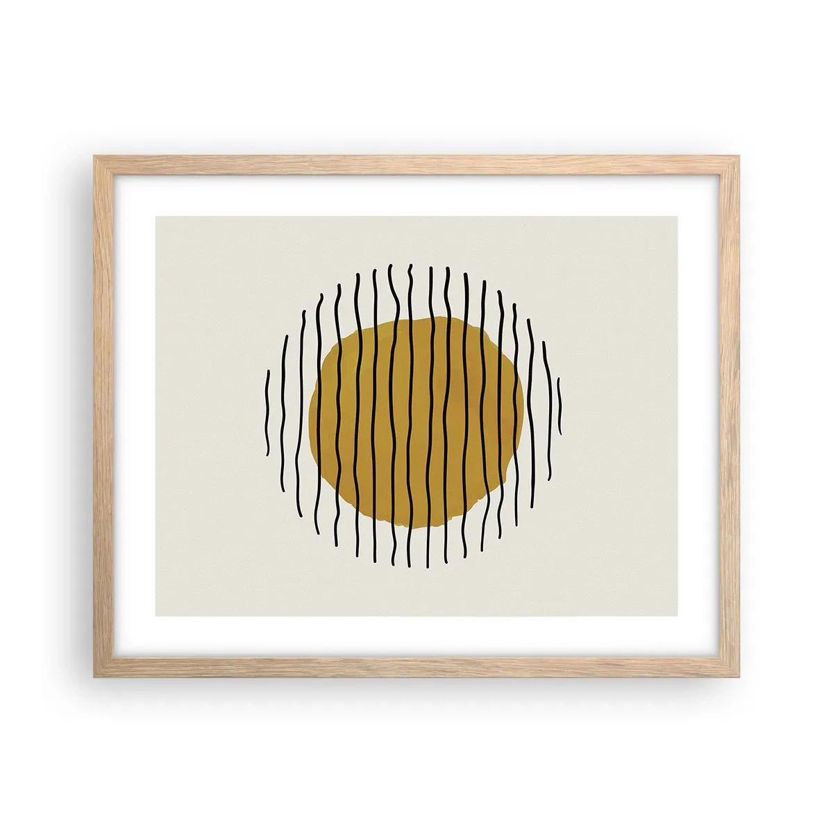 Plagát v ráme zo svetlého duba - Abstrakcia kmitajúca žiarom - 50x40 cm