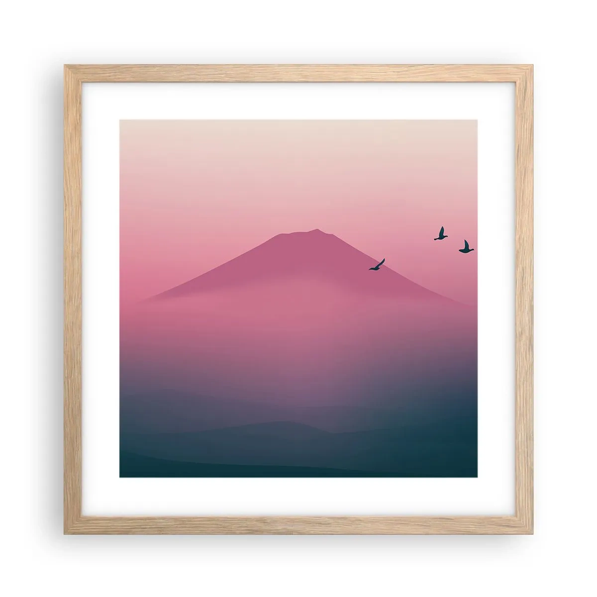 Plagát v ráme zo svetlého duba - Pútnici nad oblakmi - 40x40 cm