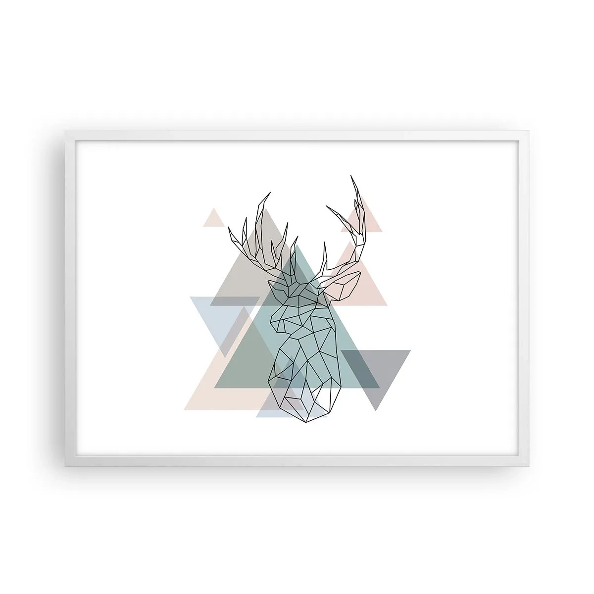 Plagát v bielom ráme - V geometrickom lese - 70x50 cm