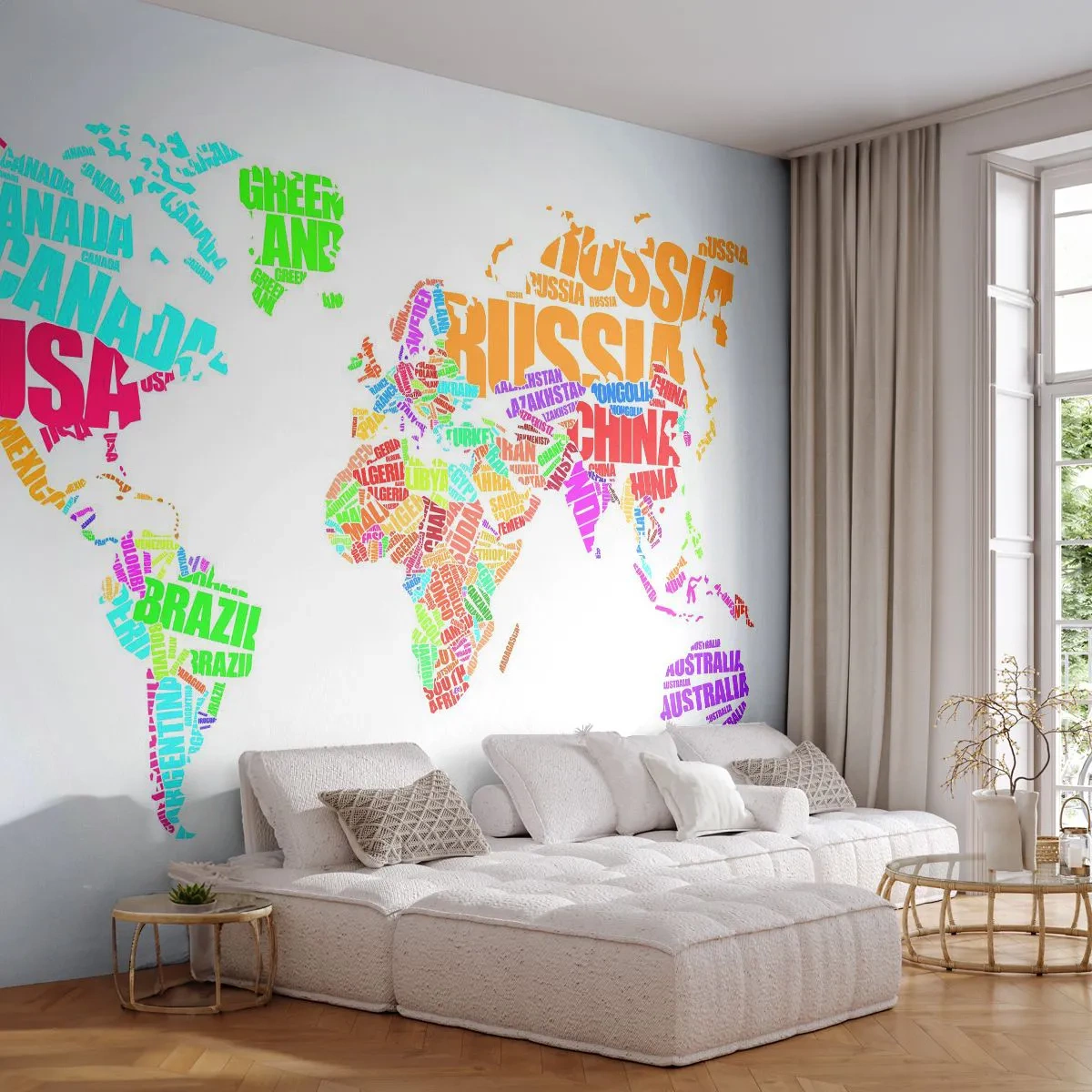 Fototapeta Premium Canvas - Chcem spoznať všetky - Mapa sveta, Grafika, kontinentov - 250x175 cm
