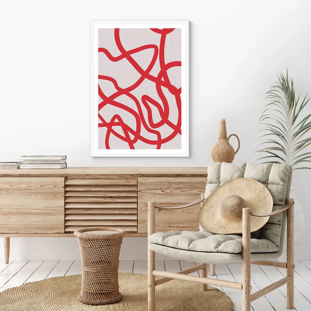 Plagát v bielom ráme - Červené na bielom - 61x91 cm