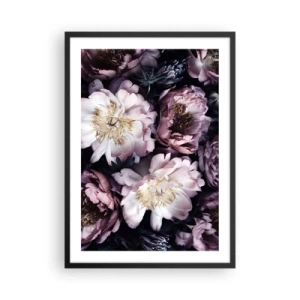 Plagát v čiernom ráme - Jemné kvety pivonky v tlmených farbách - 50x70cm - Kytica v starom štýle - Moderná nástenná dekorácia do obývacej izby a spálne ARTTOR