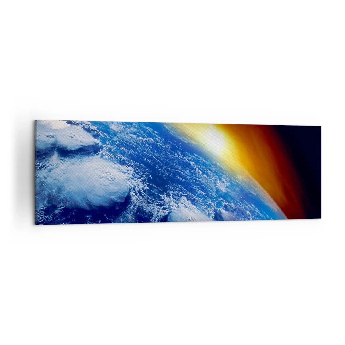 Obraz na plátne - Východ slnka nad modrou planétou - 160x50 cm